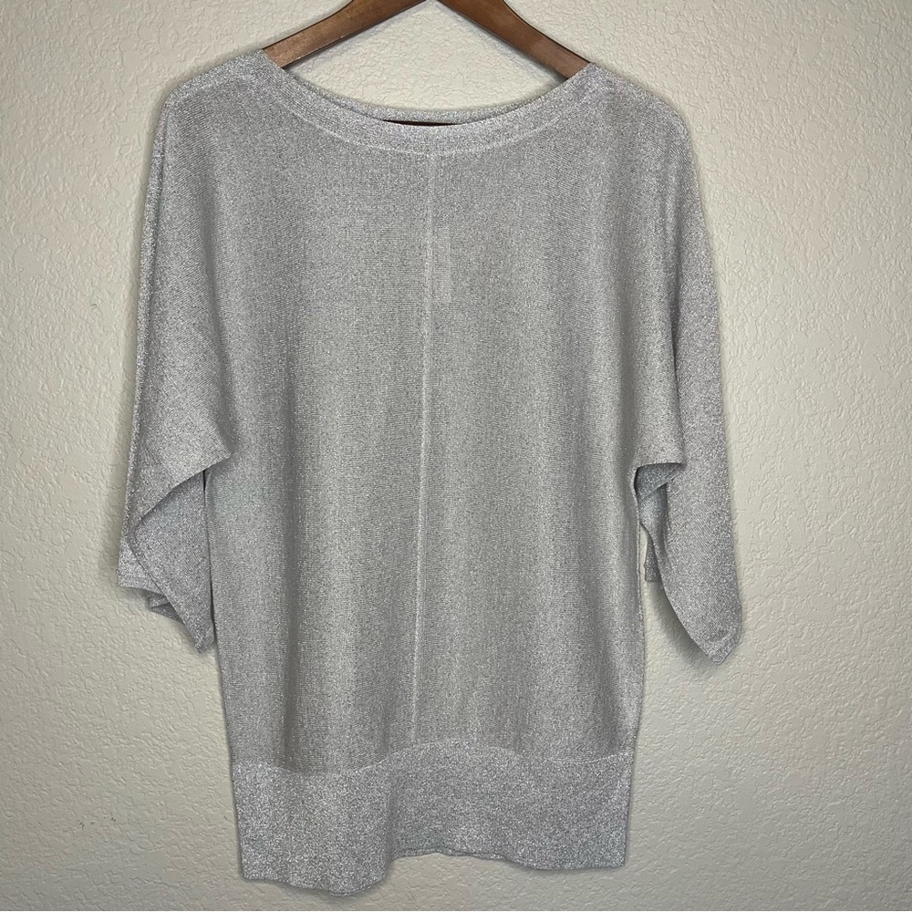 NWT Talbots Lightweight Silver Metallic Dolman-Sleeve Sweater Size Medium